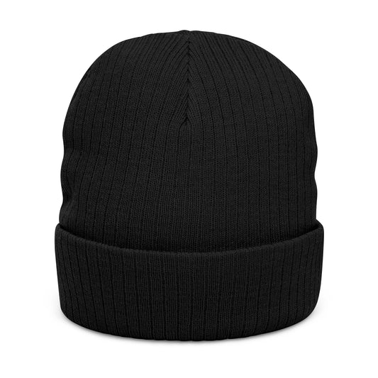 Your Odyssey Deep Blue Ribbed Knit Beanie Embroidered Streetwear Printify