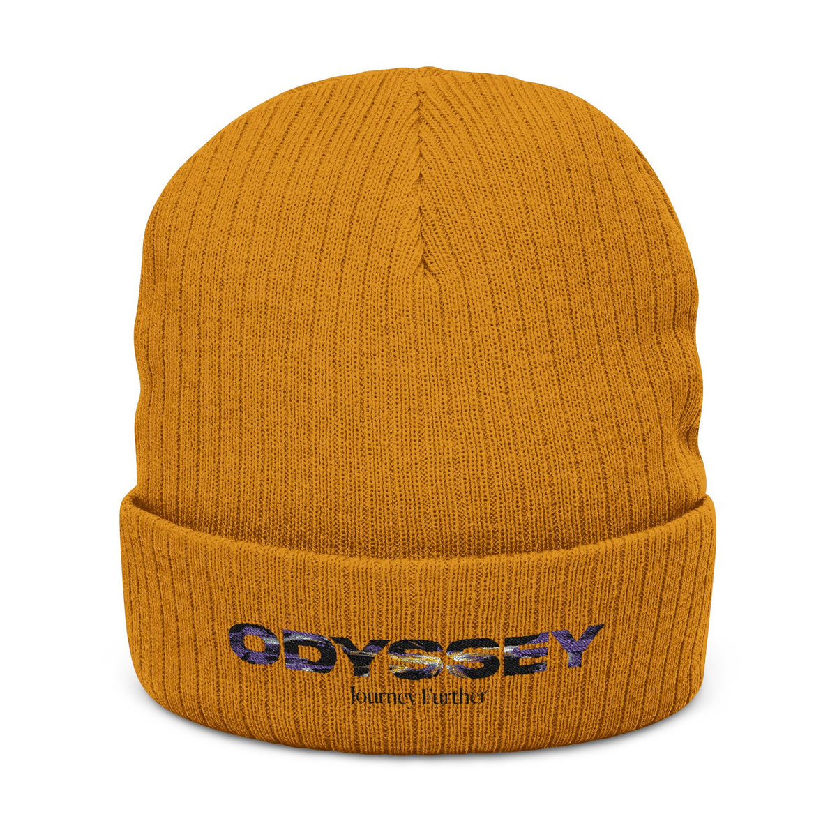 Your Odyssey The Mustard Ribbed Knit Beanie Embroidered Streetwear Printify