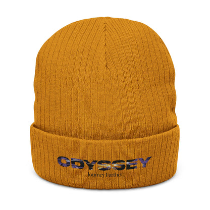 Your Odyssey The Mustard Ribbed Knit Beanie Embroidered Streetwear Printify