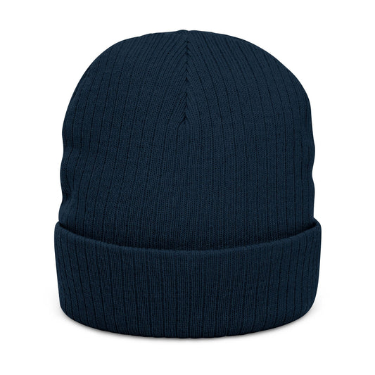 YOUR ODYSSEY® Navy Ribbed Knit Beanie Embroidered Streetwear Printify