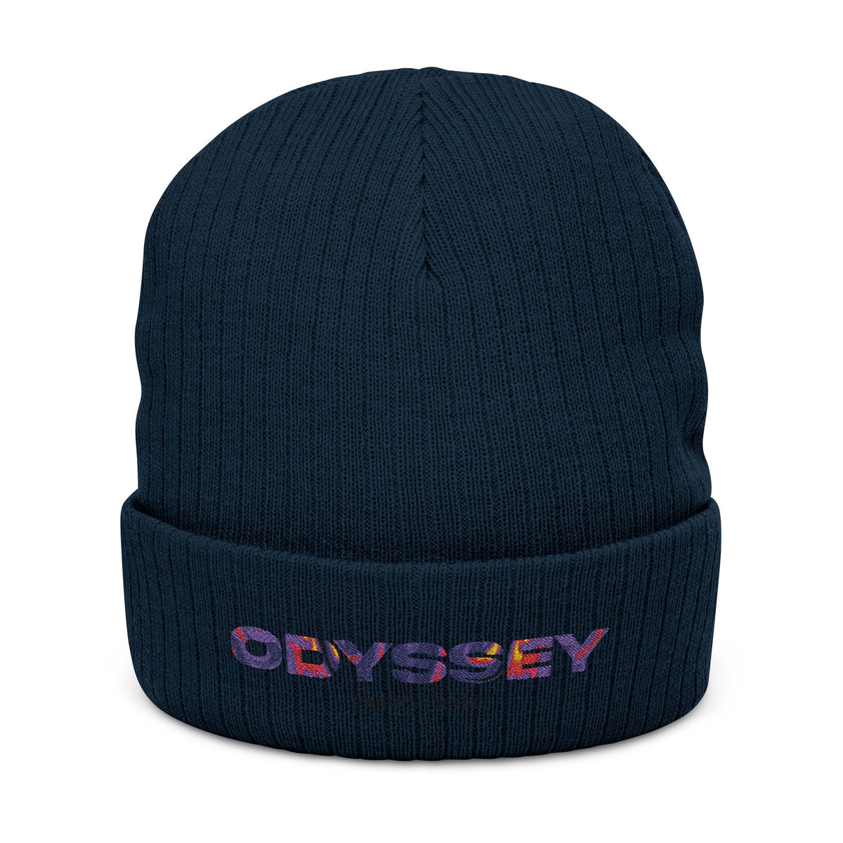 YOUR ODYSSEY® Navy Ribbed Knit Beanie Embroidered Streetwear Printify