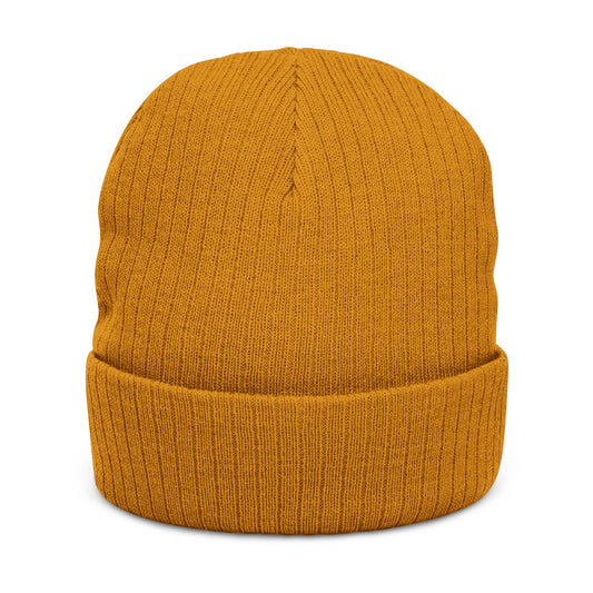Your Odyssey The Mustard Ribbed Knit Beanie Embroidered Streetwear Printify